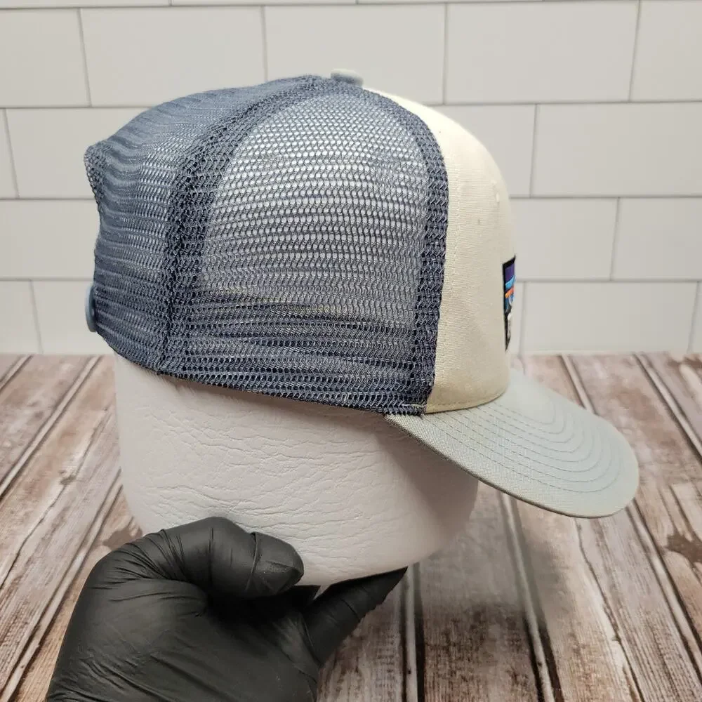 Patagonia P-6 Logo Trucker Hat Snapback White Blue Mesh Outdoor Cap
